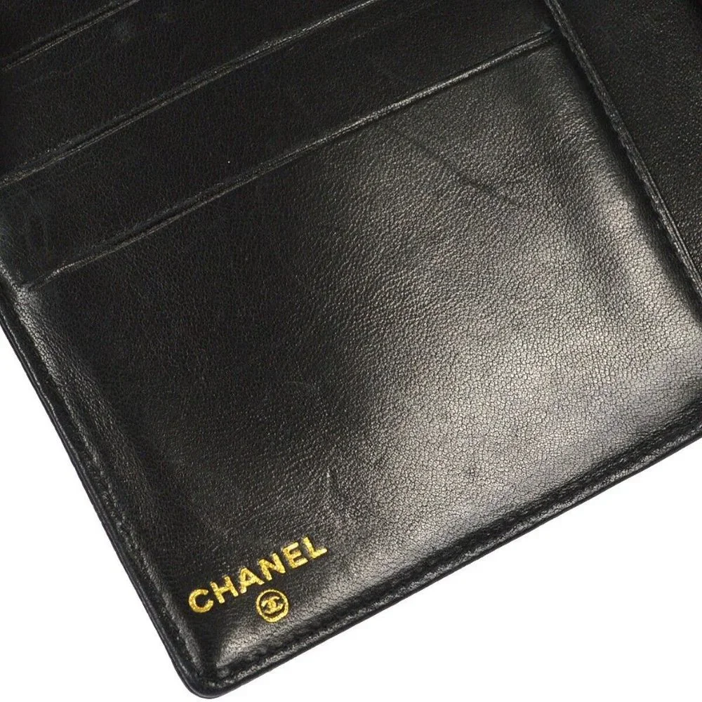 Chanel Long Bifold Wallet Purse Caviar Skin Leather